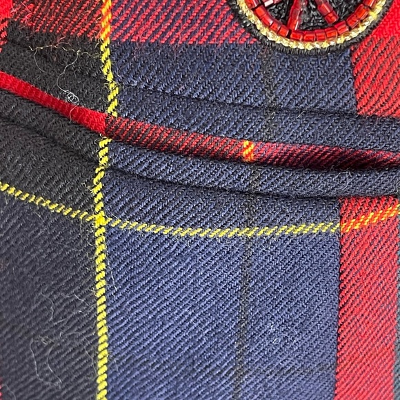 ESCADA COUTURE jacket with embellishment front Wool Plaid Print Blazer size 36(6 - Picture 11 of 16